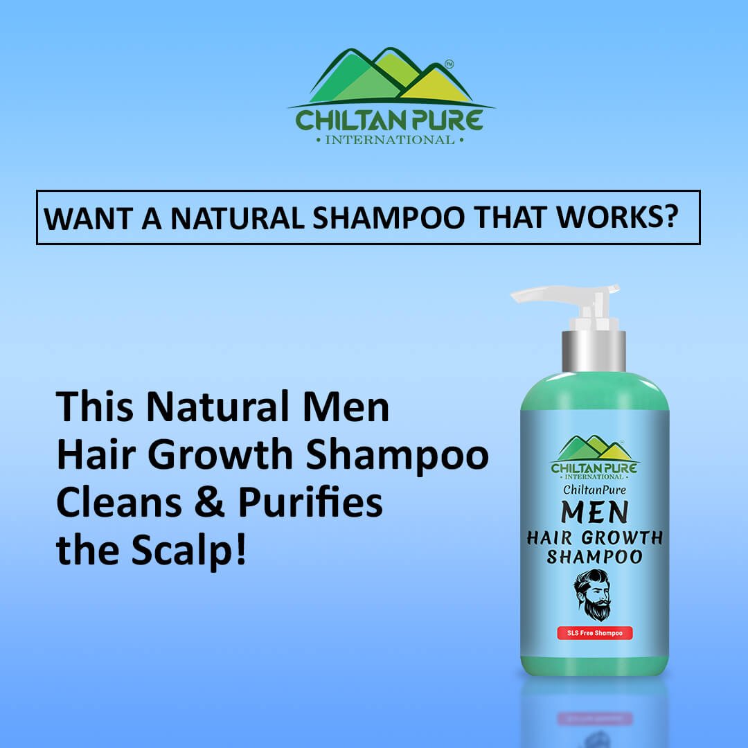 Men Hair Growth Shampoo – Boosts Hair Growth, Restores Hair Manageability, Prevents Hair Loss, Fix Oily & Greasy Hair 250ml - ChiltanPure
