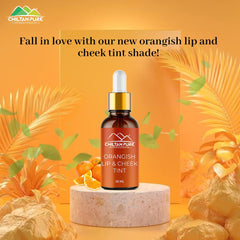 Orangish Lip & Cheek Tint - Pure Organic Liquid stain for lips, cheeks & eyelids - 100% Organic Lip Stain - ChiltanPure