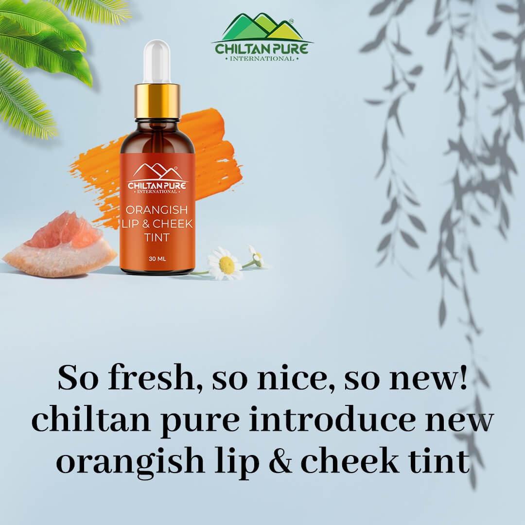 Orangish Lip & Cheek Tint - Pure Organic Liquid stain for lips, cheeks & eyelids - 100% Organic Lip Stain - ChiltanPure