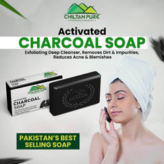 Pakistan’s Best Selling Activated Charcoal Soap - Exfoliating Deep Cleanser, Removes Dirt & Impurities, Reduces Acne & Blemishes- 💯 Organic - ChiltanPure