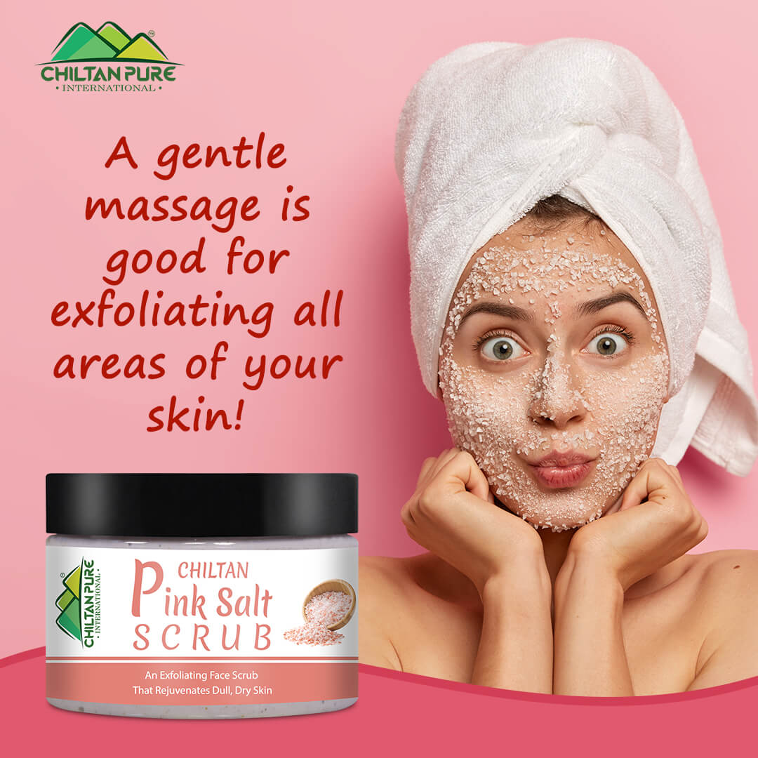 Pink Salt Face & Body Scrub €“ Face Scrub To Exfoliate Dead Skin, Balance Body's pH, Nourishes & Moisturizing Skin - ChiltanPure