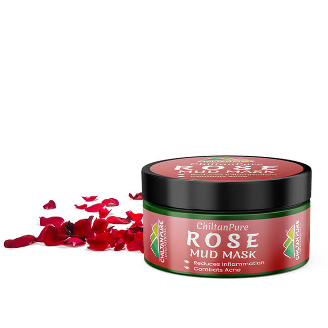 Rose Mud Mask - Brightens Skin, Shrinks blackheads Absorb Excess Oil & Boosts Blood Circulation - ChiltanPure