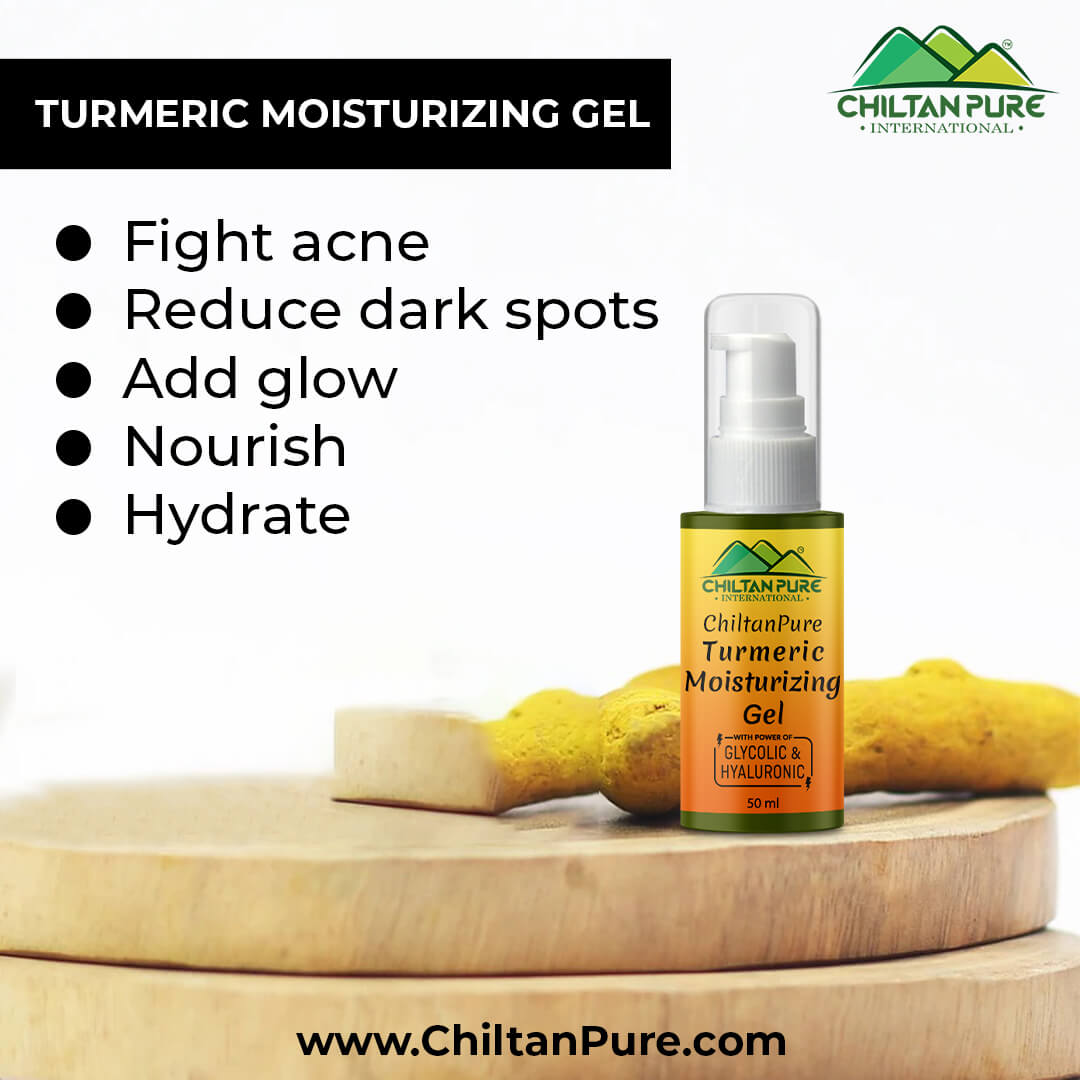 Turmeric Moisturizing Gel – Activated with Hyaluronic, Glycolic Acid & Remove Impurities - ChiltanPure