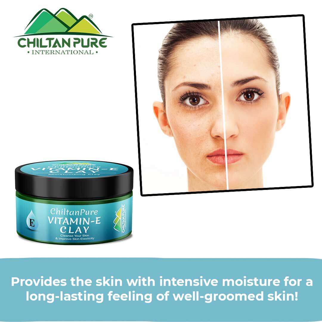 Vitamin E Clay - An Effective Natural Barrier to the Sun - Remove Impurities, Good for skin Hydration, Save skin from free radicals, Prevent Wrinkles from Face - ChiltanPure