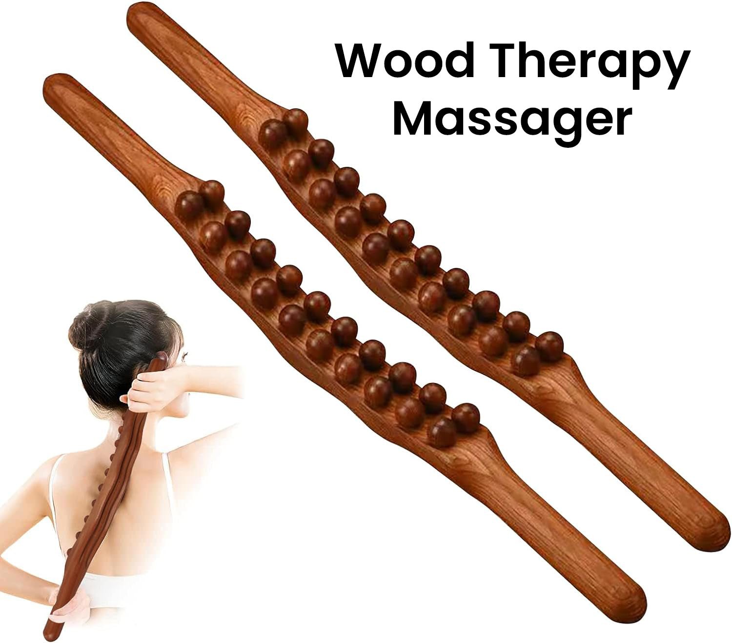 Wood Therapy Massage Stick / Tools Guasha Massage Wooden Roller - ChiltanPure