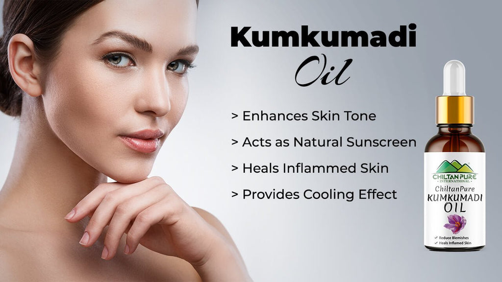 Kumkumadi Oil – Enhances Skin Tone, Acts as Natural Sunscreen, Heals Inflammed Skin &amp; Provides Cooling Effect