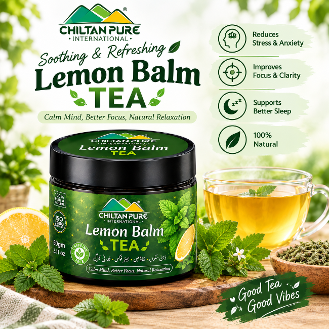 ChiltanPure Lemon Balm Tea with fresh lemon balm and natural ingredients