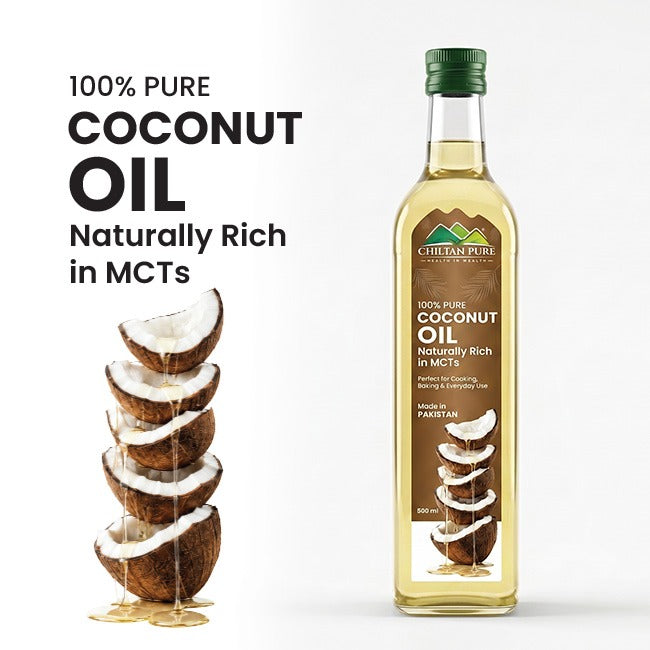 Coconut Oil 500ml Premium Glass Bootle Packing 100% Pure Oil