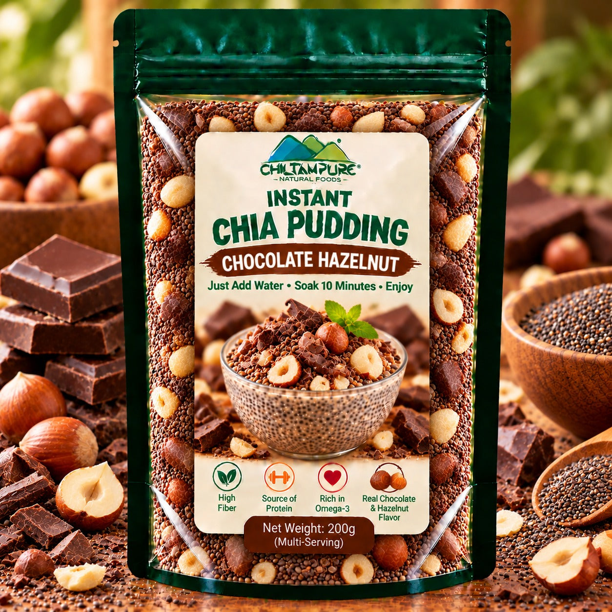 Instant Chia Pudding – chocolate hazelnut – 200g