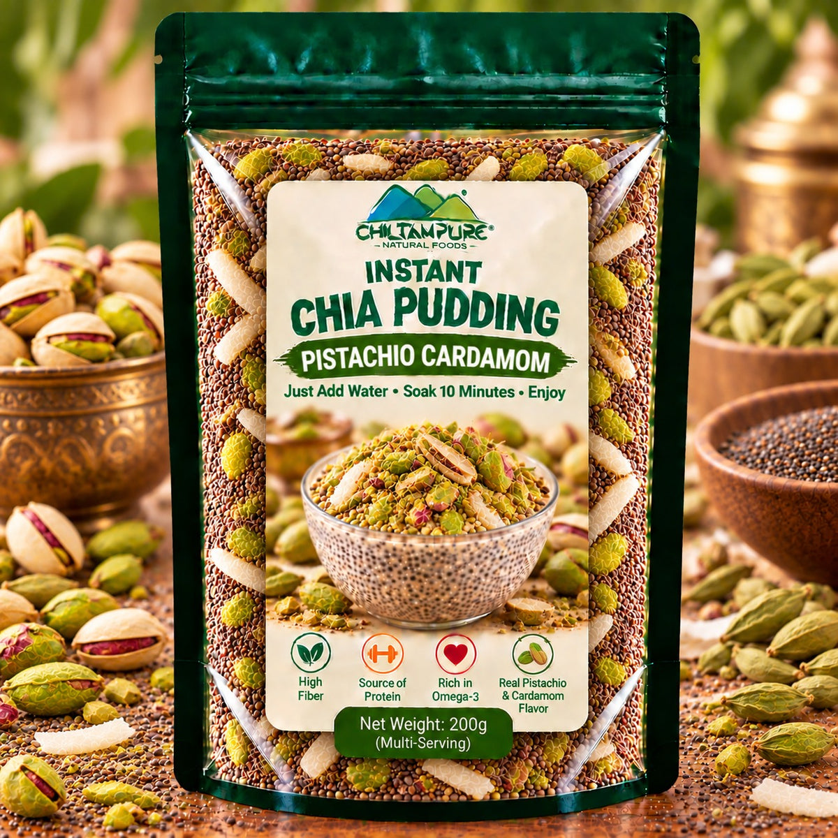 Instant Chia Pudding – Pistachio Cardamom – 200g