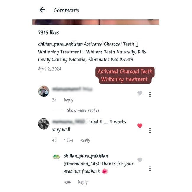 Activated Charcoal Teeth 🦷 Whitening Treatment - Whitens Teeth Naturally, Kills Cavity causing Bacteria Eliminates Bad Breath - ChiltanPure