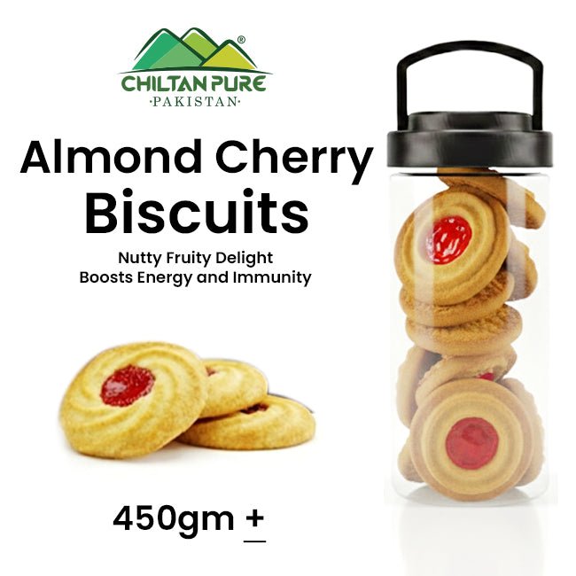 Almond Cherry Biscuit Cookies / Made With Organic Desi Butter, Bakery Biscuit - ChiltanPure