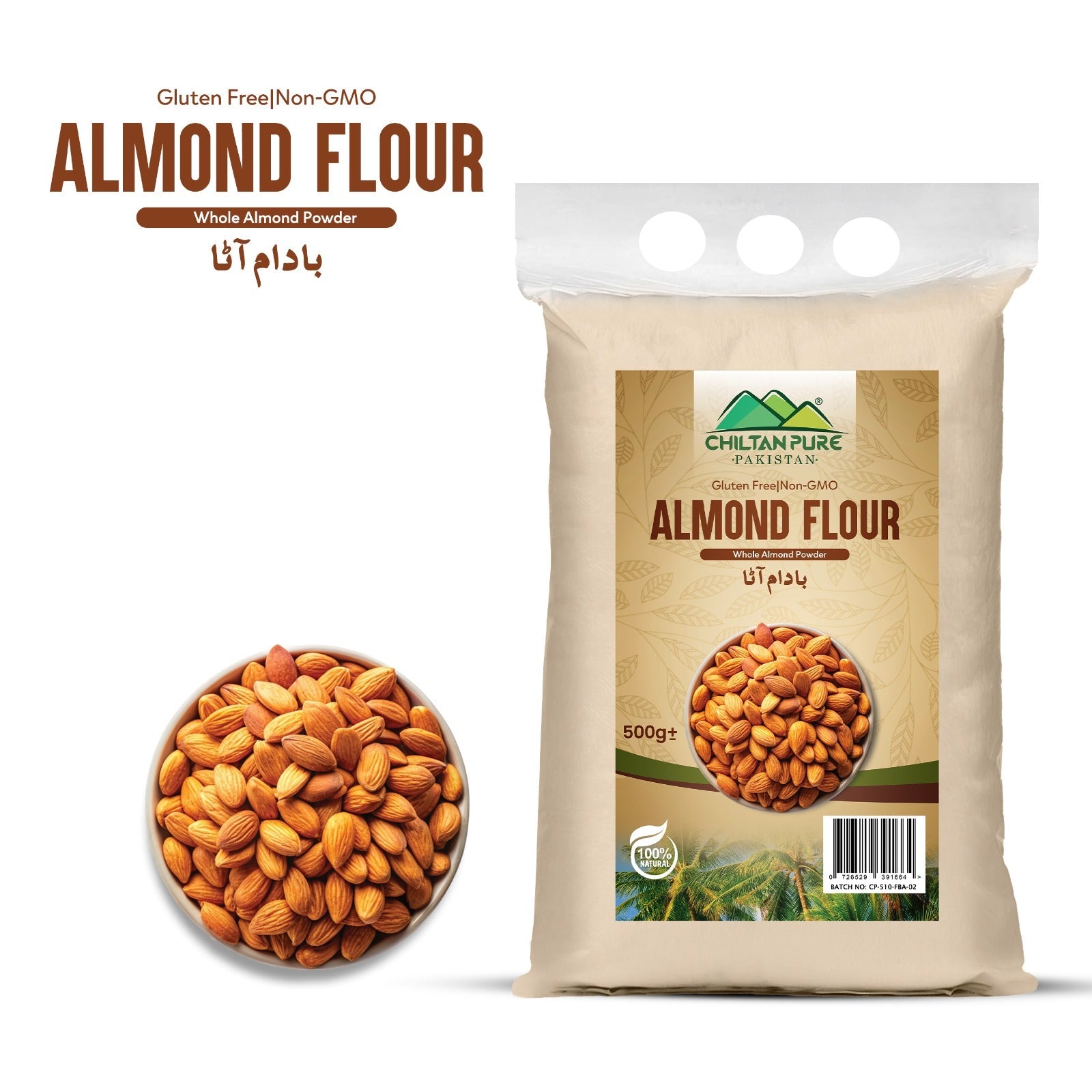 Almond Flour (بادام کا آٹا) – Gluten - Free Protein - Rich Wholesome & Nutty Goodness 🌰✨500g - ChiltanPure