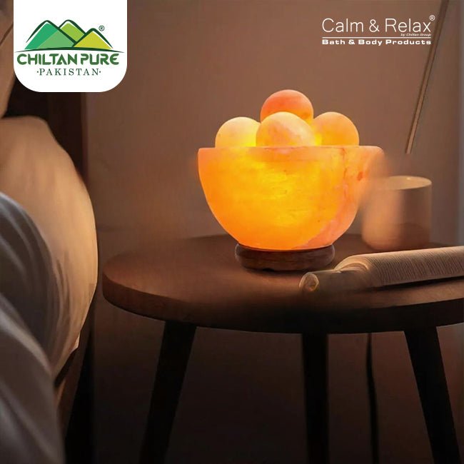 Attractive Fire Bowl Pink Salt Lamp / with Salt Balls - ChiltanPure
