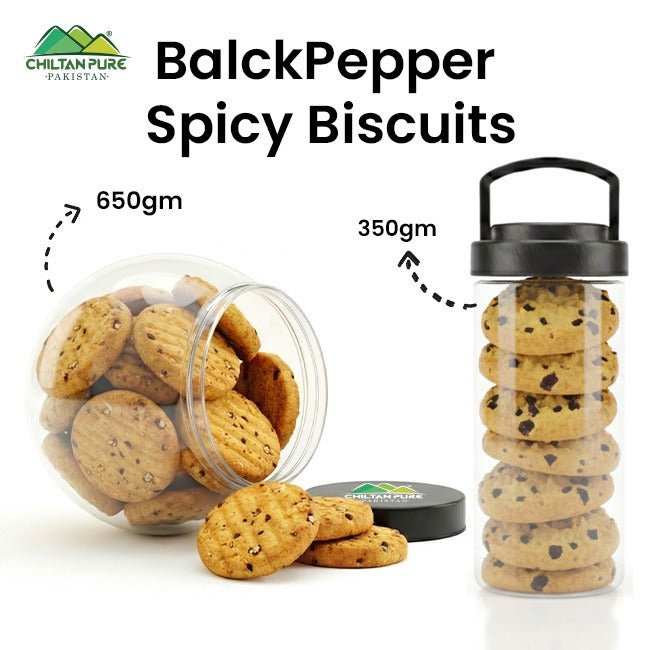Black Pepper Spicy Biscuit Cookies / Made With Organic Desi Butter, Bakery Biscuit - ChiltanPure