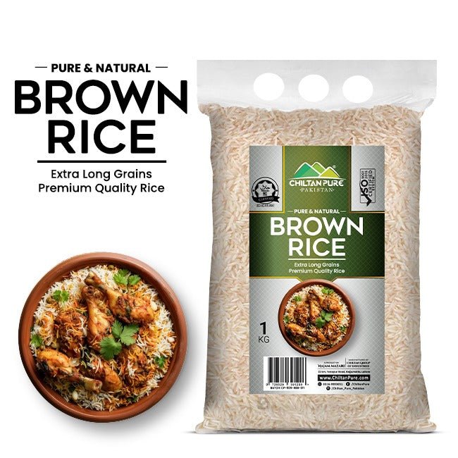 Brown Rice / (براؤن چاول) / Wholegrain Wellness Naturally Balanced Rich in Nutrition 1kg - ChiltanPure