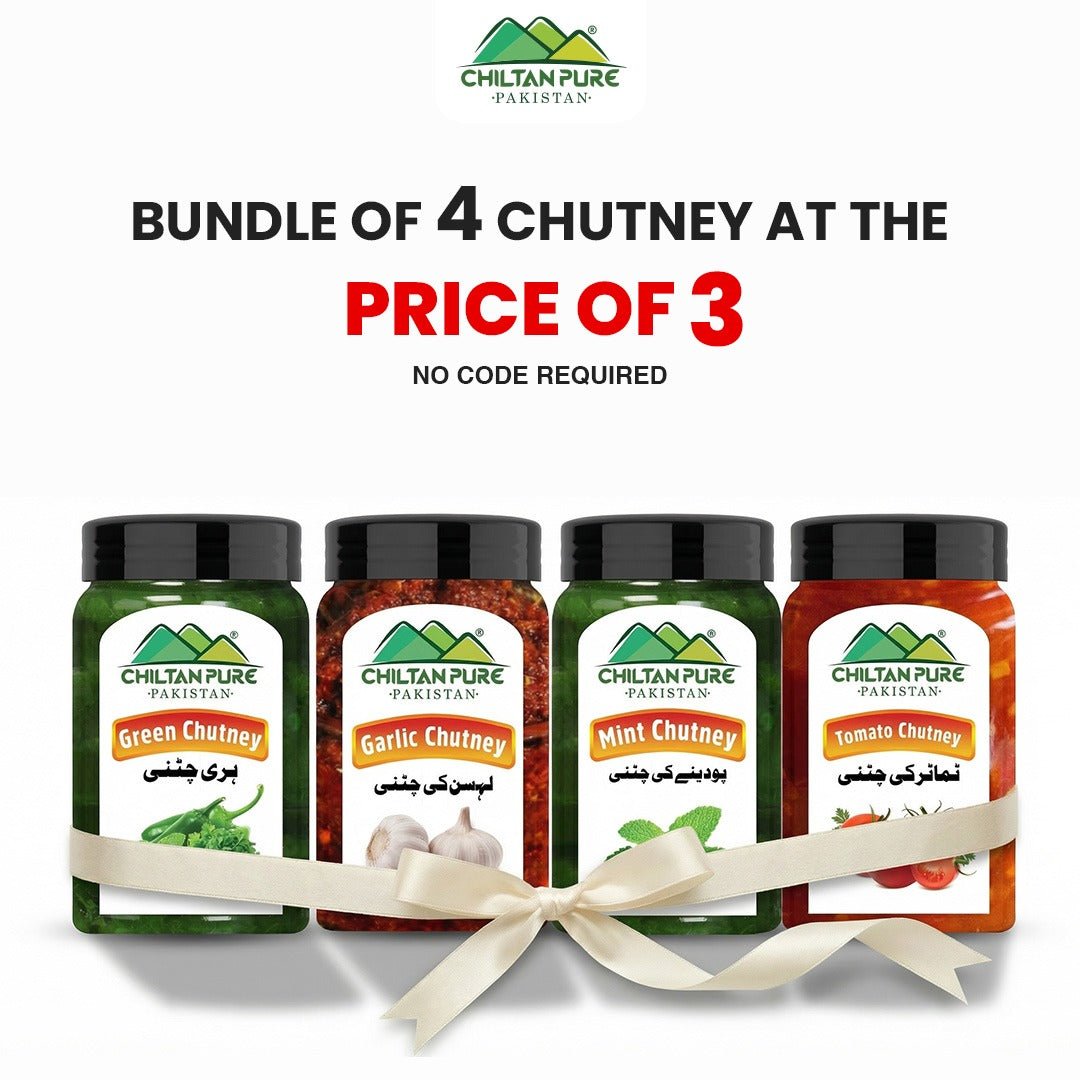 Bundle Of 4 Chutney At The Price Of 3 / Green Chutney / Garlic Chutney / Mint Chutney / Tomato Chutney - ChiltanPure