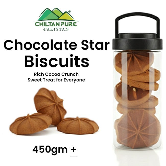 Chocolate Star Biscuit Cookies / Made With Organic Desi Butter, Bakery Biscuit - ChiltanPure