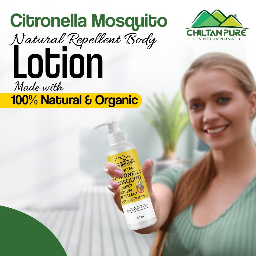 Citronella Mosquito Natural Repellent Body Lotion – Works against mosquito, Eliminate infections, Contain Anti-inflammatory properties – 100% natural 150ml - ChiltanPure