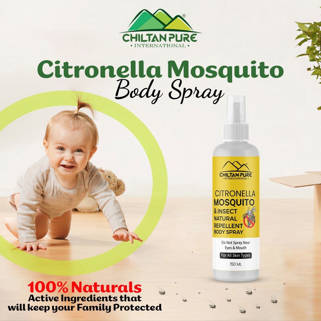 Citronella Mosquito Natural Repellent Body Spray – Works against mosquito, Eliminate infections, Contain Anti-inflammatory properties – 100% natural 150ml - ChiltanPure
