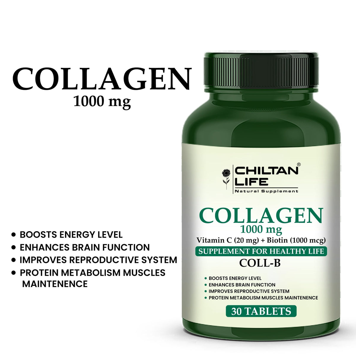 Collagen - 30 Tablets (1000mcg) - ChiltanPure