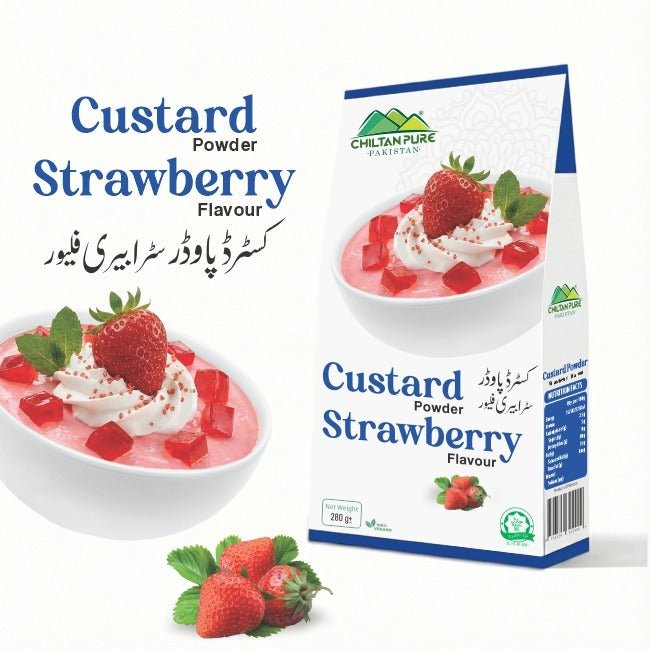 Custard Powder Strawberry / کسٹرڈ پاؤڈر اسٹرابیری / Weight 285gm± - ChiltanPure
