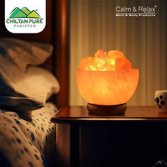 Fire Bowl Style Salt Lamp / with Rock Salt Chunks - ChiltanPure