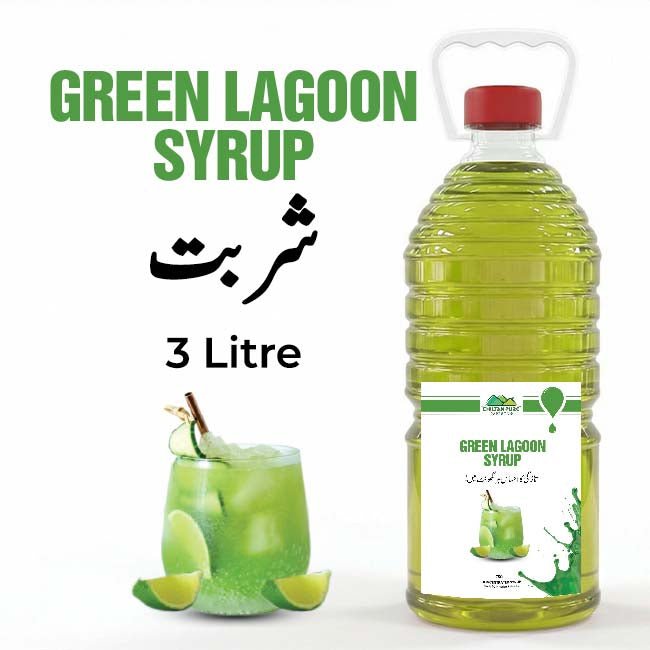 Green Lagoon Syrup / Green Lagoon Sharbat / 3 Liter Institutional Bulk For HORECA Family, Hotels, Restaurants, Catering, Cafes - ChiltanPure