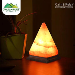 Hand Carved Pyramid Shape Pink Salt Lamp - ChiltanPure