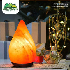 Hand Carved Raindrop Shape Pink Salt Lamp - ChiltanPure