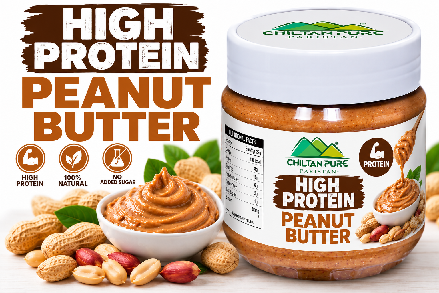 CHILTAN PURE High Protein Peanut Butter 360g in Pakistan