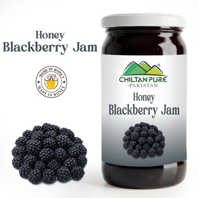 Honey Blackberry Jam (Made in Honey) / ہنی بلیک بیری جام / Glass packaging / 630gm - ChiltanPure