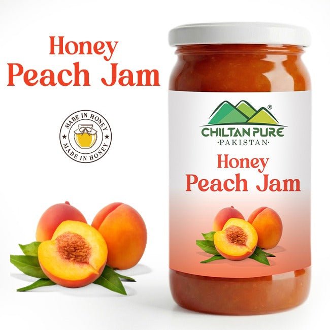 Honey Peach Jam (Made in Honey) / شہد پیچ جام / Glass packaging / 630gm - ChiltanPure