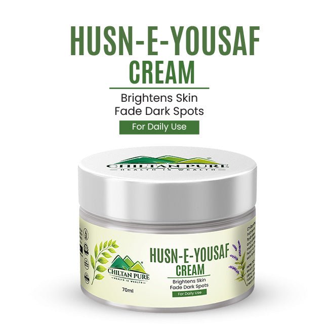 Husn-e-Yousuf Cream – Brightens & Whitens Skin, Fade Dark Spots, Treats Acne & Shed Dead Skin Cells - ChiltanPure