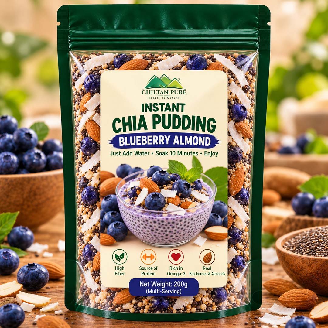 Instant Chia Pudding – Blueberry Almond – 200g - ChiltanPure