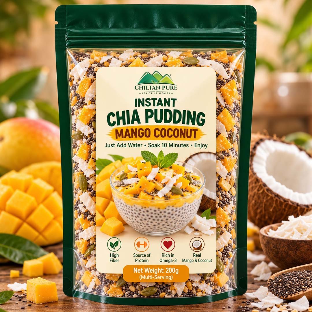 Instant Chia Pudding – Mango Coconut – 200g - ChiltanPure