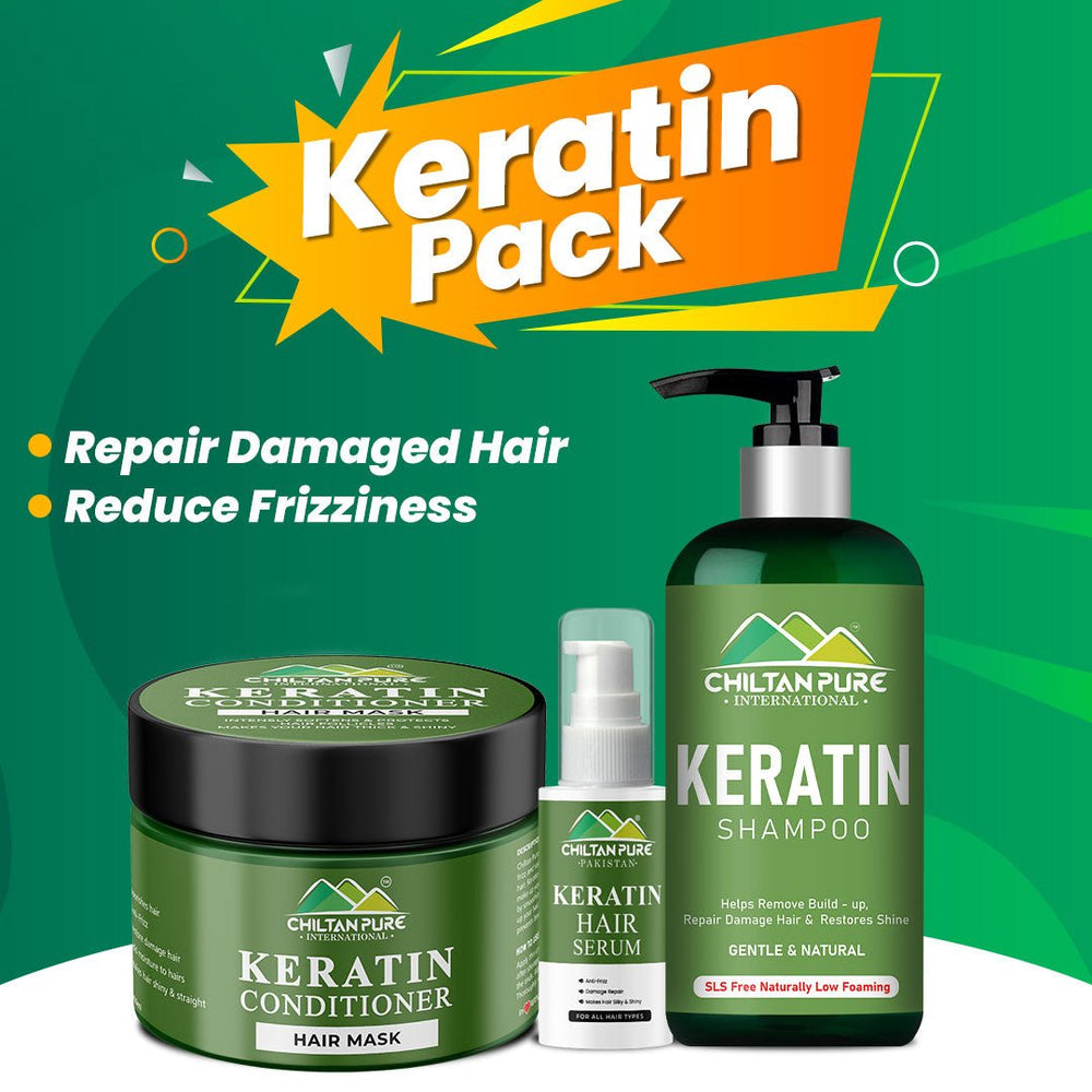 Keratin Hair Range Kit - Reduce Frizziness, Repair Damaged Hair, Makes Hair Healthy & Shiny - ChiltanPure