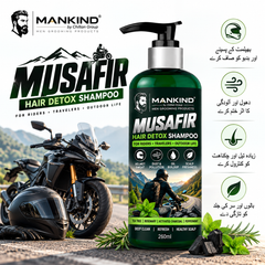 MANKIND MUSAFIR Hair Detox Shampoo 260ml for bike riders and helmet users in Pakistan