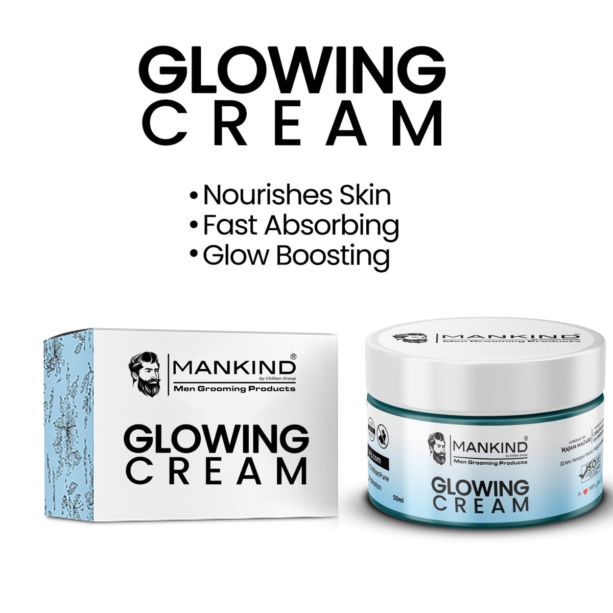 Men Glowing Cream – Light Weight Formula, Hydrates Skin, Fast Absorbing, Provides Glow to Skin & Restores Skin’s Elasticity - ChiltanPure