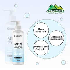 Men Glowing Lotion – Soothes & Nourishes Skin, Boosts Skin Elasticity, Enhances Youthful Skin’s Glow, Repairs Dull & Dry Skin 150ml - ChiltanPure