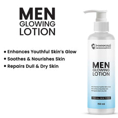 Men Glowing Lotion – Soothes & Nourishes Skin, Boosts Skin Elasticity, Enhances Youthful Skin’s Glow, Repairs Dull & Dry Skin 150ml - ChiltanPure