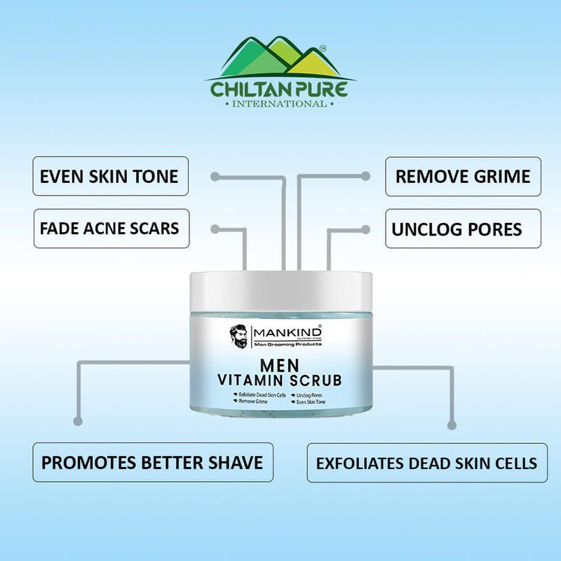 Men Vitamin Scrub – Exfoliates Dead Skin Cells, Remove Grime, Unclog Pores & Promotes Better Shave 100ml - ChiltanPure