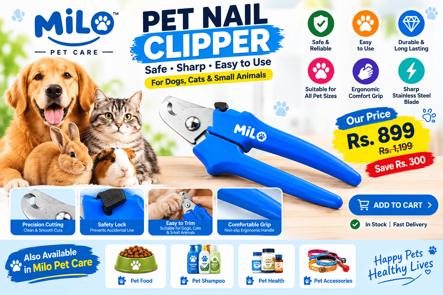MILO Pet Nail Clipper for Dogs & Cats Price in Pakistan - ChiltanPure