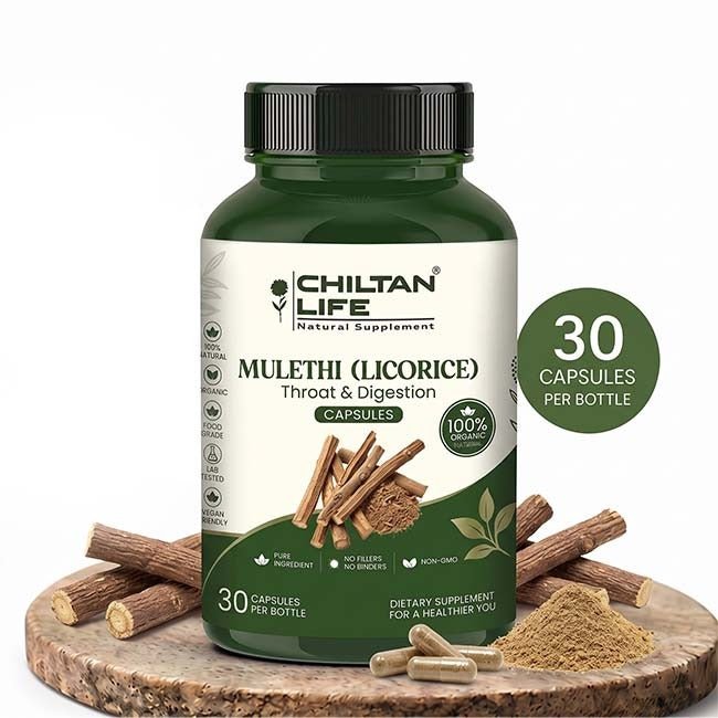 Mulethi (Licorice) Capsule 100% Natural Mulethi (Licorice) Tablets 30 Per Bottle 500mg - ChiltanPure