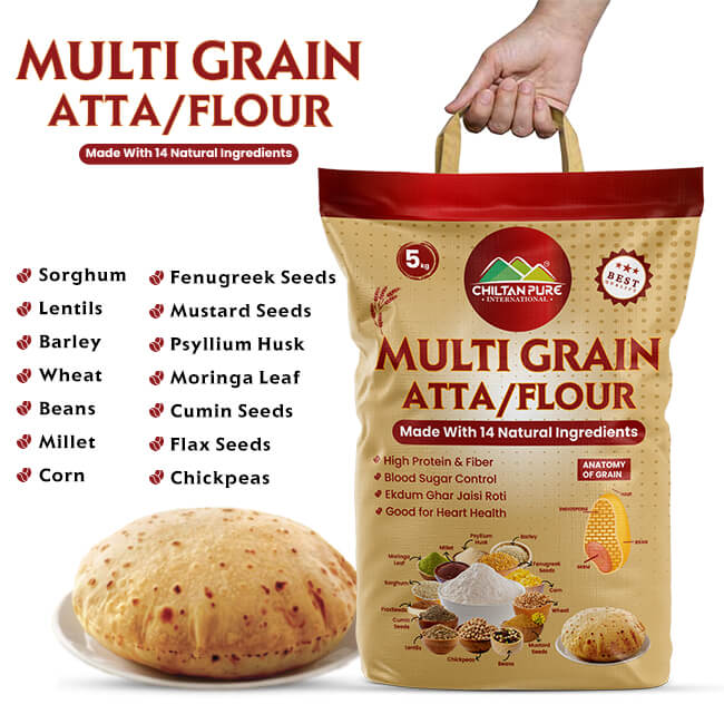 Multi Grain Atta / Flour - Made with 14 Natural Ingredients - ChiltanPure