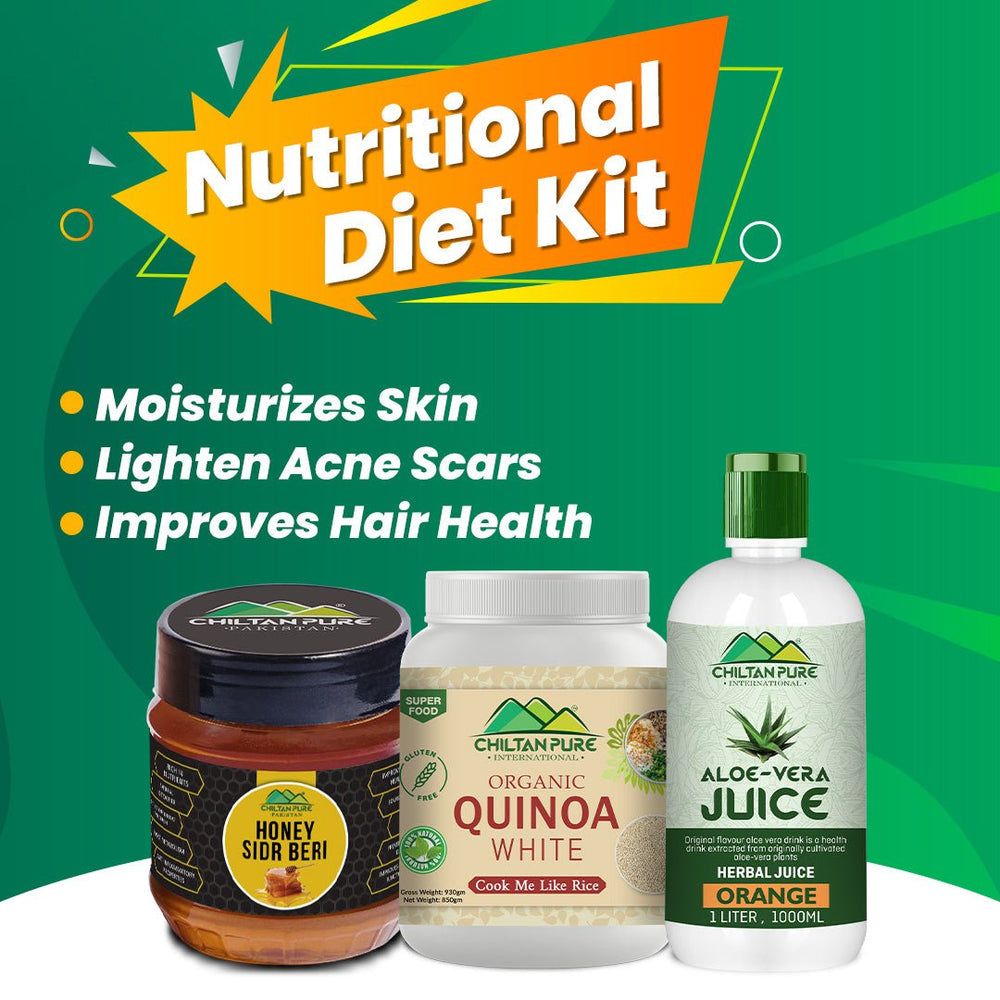 Nutritional Diet Kit – Boost Wellness with Aloe Vera Juice, (Orange Flavor), Earthly Quinoa Seeds & Sweet Sidr Beri Honey for a Healthier You - ChiltanPure