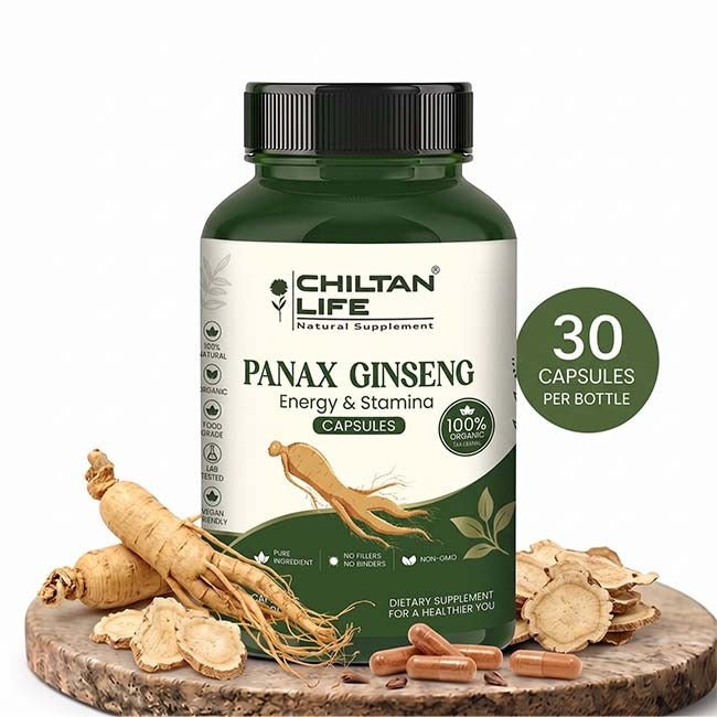 Panax Ginseng Capsule 100% Natural Panax Ginseng Tablets 30 Per Bottle 500mg - ChiltanPure