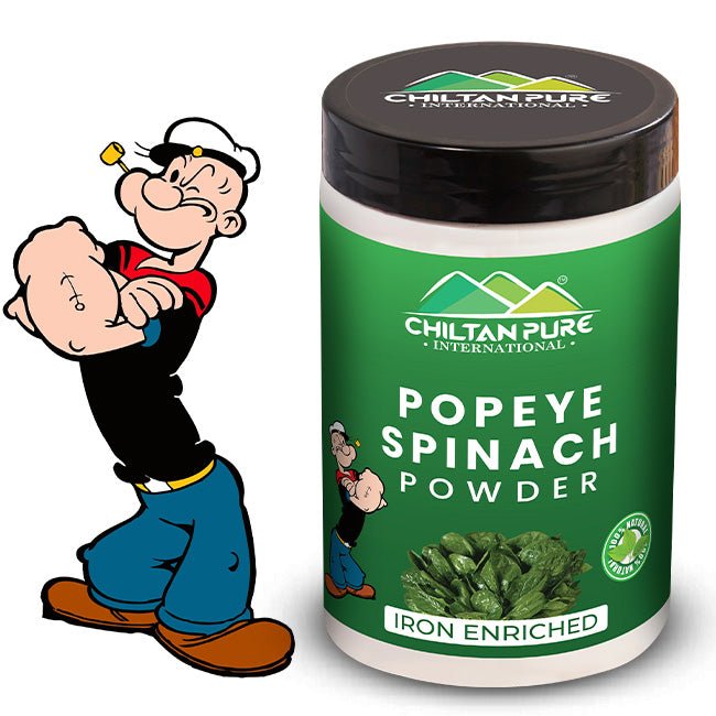 Popeye Spinach Powder - 100% Organic Farm Fresh Spinach Leaves, Best For Immune System, Body Detox, Skin Health, Eye Health &amp; Heart Health - ChiltanPure