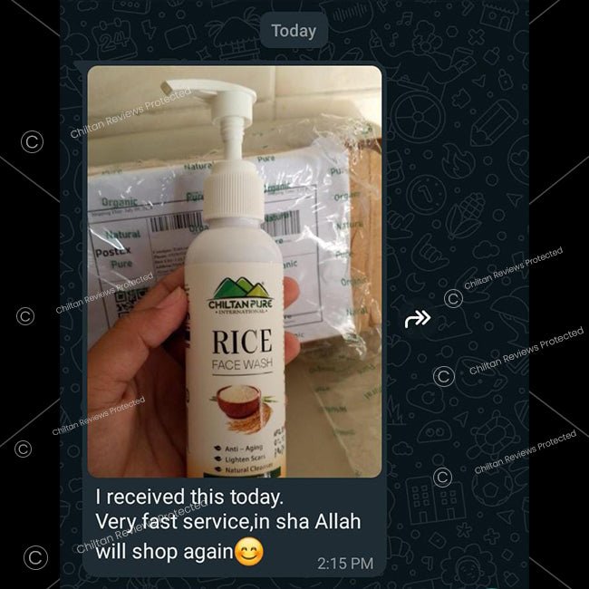 Rice Face Wash – Acts as a Natural Cleanser, Anti – Aging, Lighten Scars, Mattifies Oily Skin, & Soothes Sun Damage 150ml - ChiltanPure