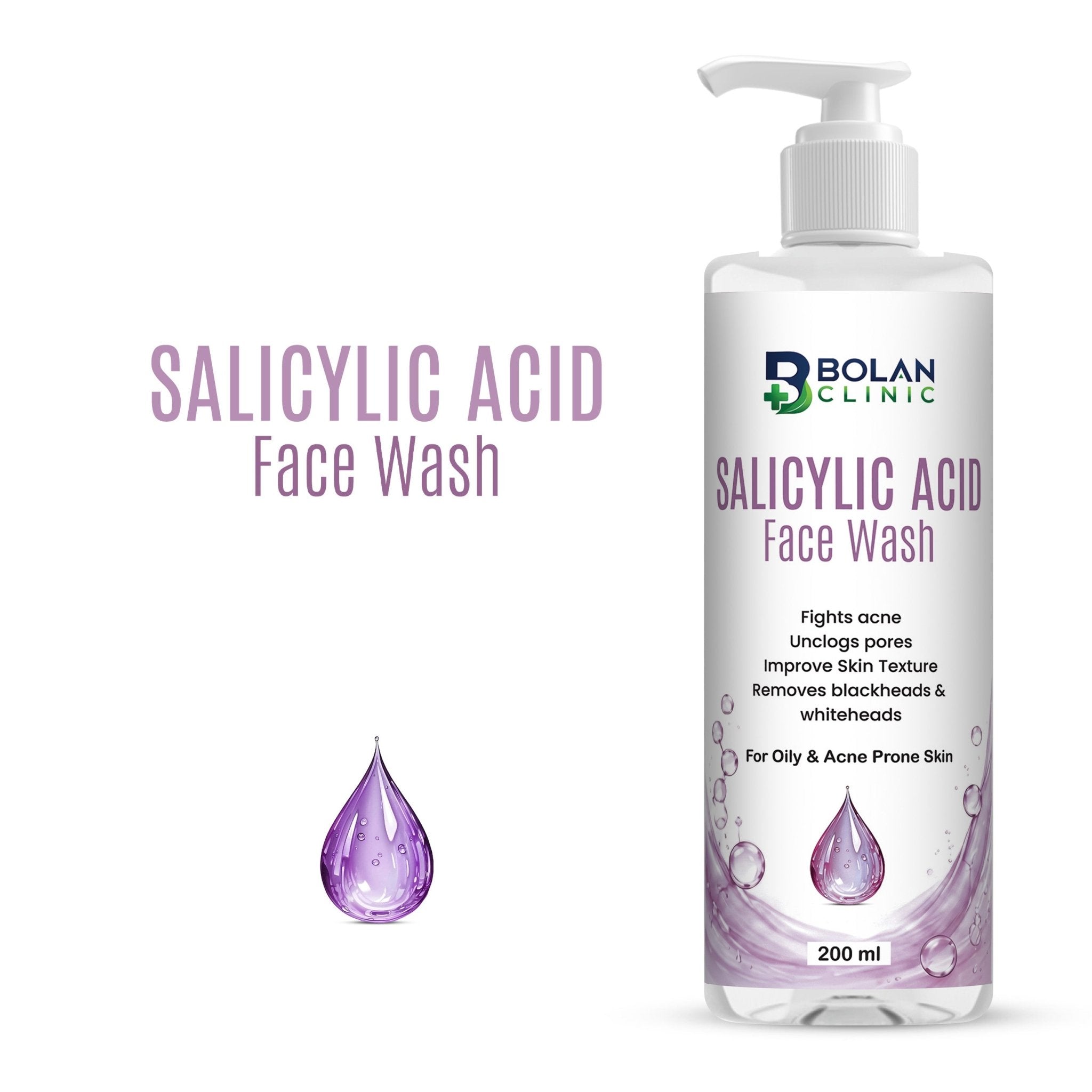 Salicylic Acid Face Wash – Fights Acne, Removes Blackheads & Whiteheads - ChiltanPure